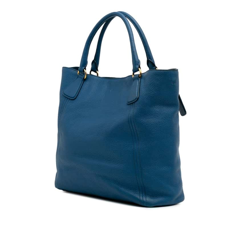 Prada Vitello Daino Tote Blue Leather Good condition - Back View
