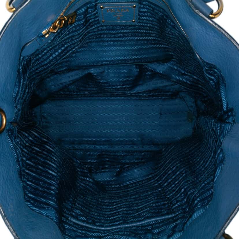Prada Vitello Daino Tote Blue Leather Good condition - Model View