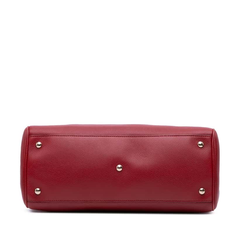 Gucci Medium Calfskin Bamboo Shopper Satchel Red Leather Good condition - Inside View