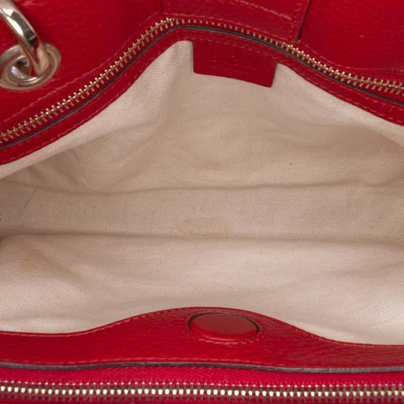 Gucci Medium Calfskin Bamboo Shopper Satchel Red Leather Good condition - Box View