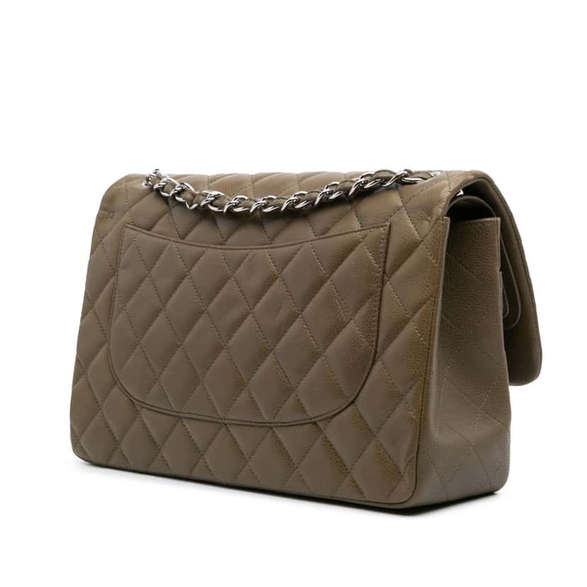 Chanel Jumbo Classic Caviar Double Flap Brown Leather Good condition - Back View
