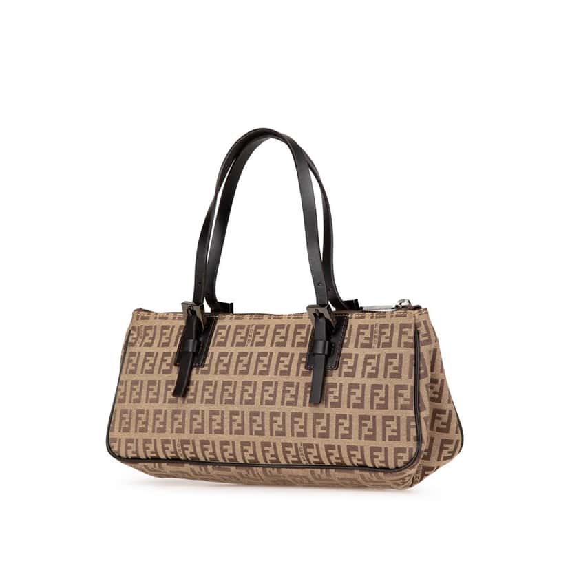 Fendi Zucchino Canvas Handbag Brown Canvas Good condition - Back View