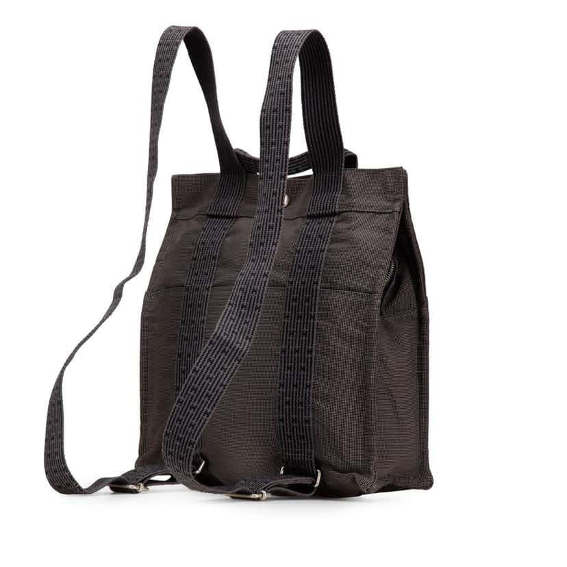 Hermès Canvas Herline Backpack MM Grey Canvas Good condition - Back View