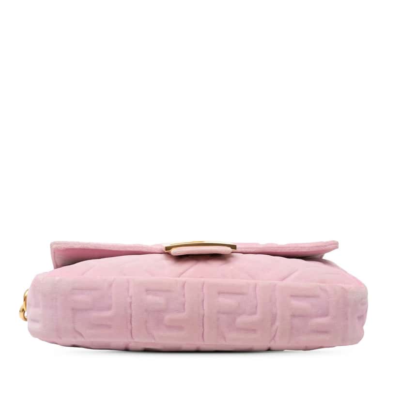 Fendi Zucca Embossed Velvet Baguette Satchel Pink Velvet Good condition - Inside View