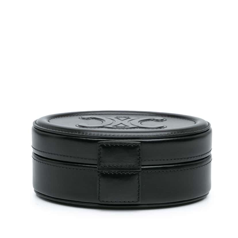 Celine Calfskin Cuir Triomphe Oval Handbag Black Leather Good condition - Inside View