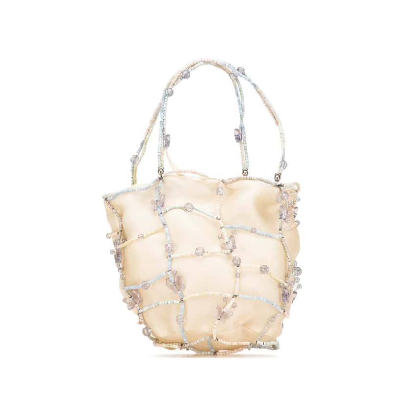 Bottega Veneta Beaded Silk Butterfly Evening Bag Brown Silk Good condition - Front View
