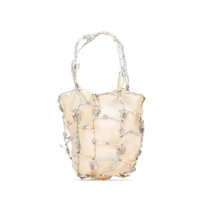 Bottega Veneta Beaded Silk Butterfly Evening Bag Brown Silk Good condition - Back View