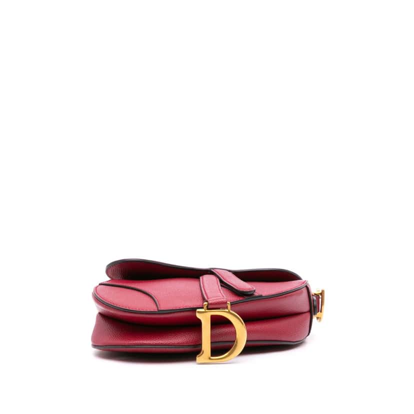 Dior Mini Grained Calfskin Saddle Bag Red Leather Good condition - Inside View
