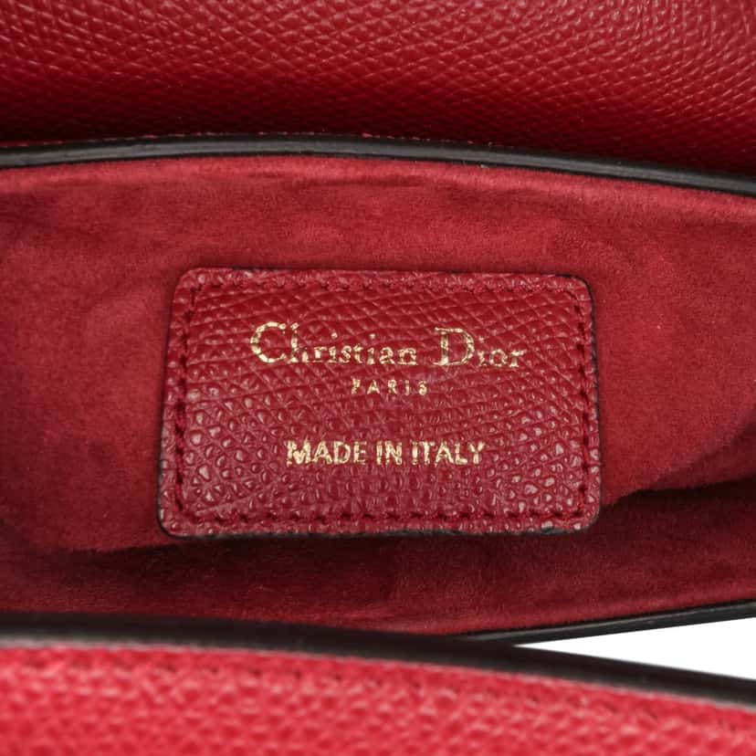Dior Mini Grained Calfskin Saddle Bag Red Leather Good condition - Box View