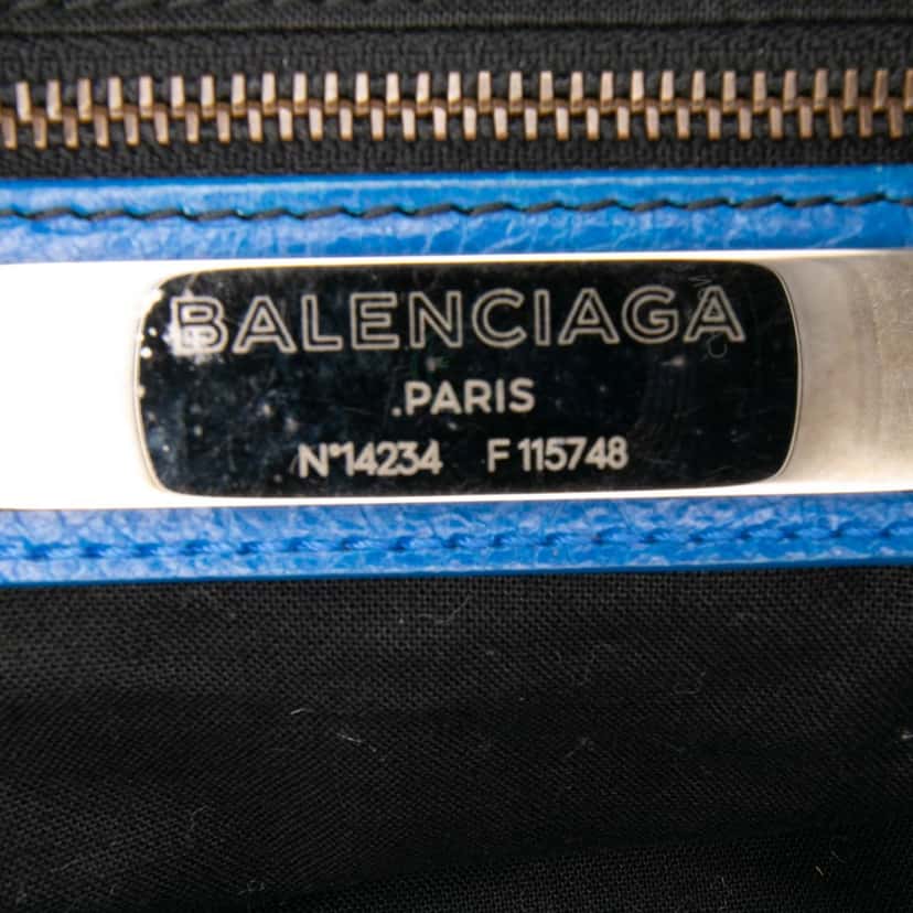 Balenciaga Lambskin Motocross Classic City Satchel Blue Leather Good condition - Box View