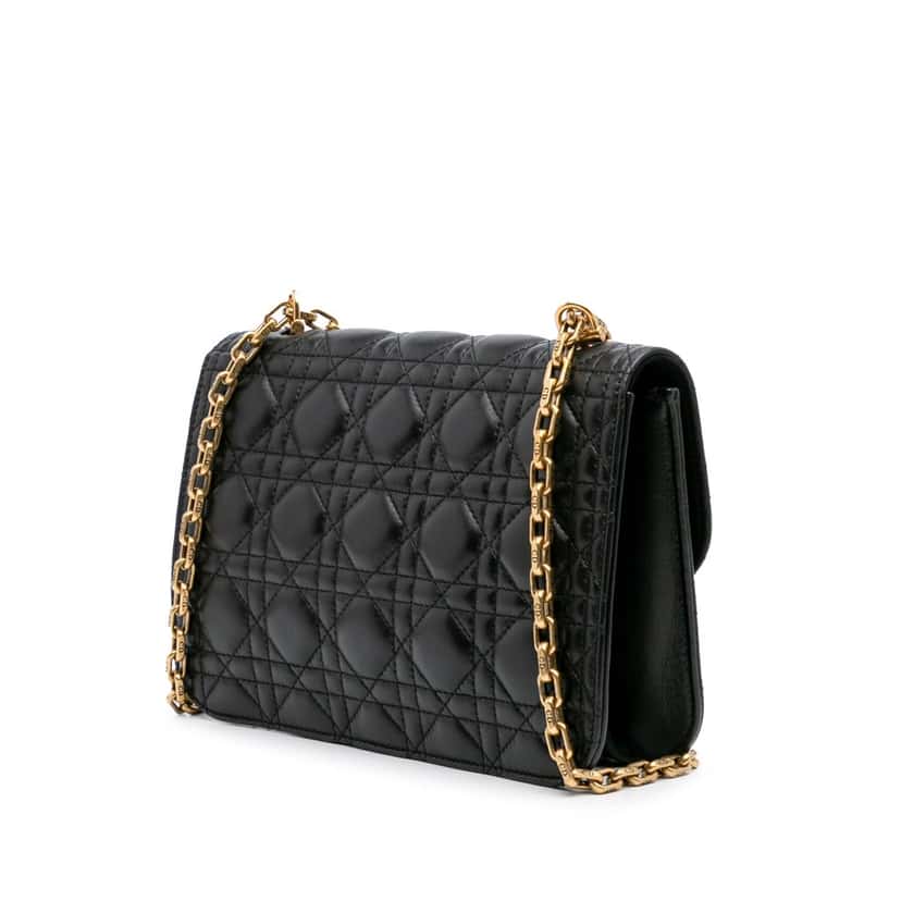 Dior Medium Lambskin Cannage DiorAddict Flap Black Leather Good condition - Back View