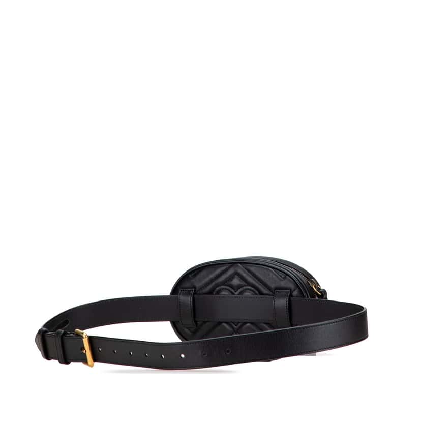Gucci GG Marmont Matelasse Leather Belt Bag Black Leather Good condition - Back View