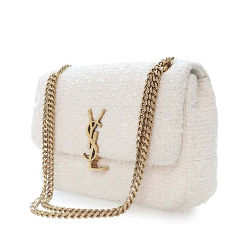 Saint Laurent Medium Boucle Tweed Patchwork Jamie Shoulder Bag White Tweed Good condition - Inside View
