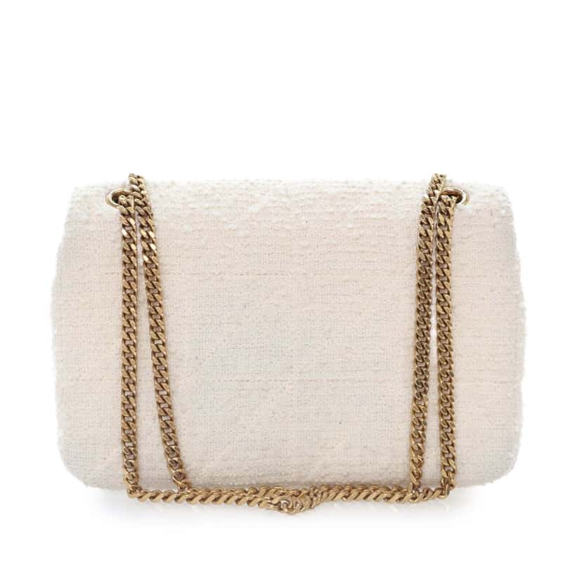 Saint Laurent Medium Boucle Tweed Patchwork Jamie Shoulder Bag White Tweed Good condition - Model View