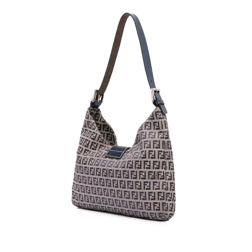 Fendi Zucchino Canvas Shoulder Bag Grey Canvas Good condition - Back View