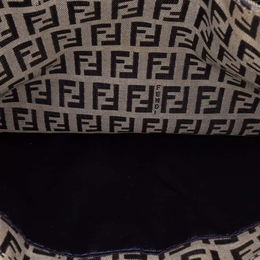Fendi Zucchino Canvas Shoulder Bag Grey Canvas Good condition - Box View