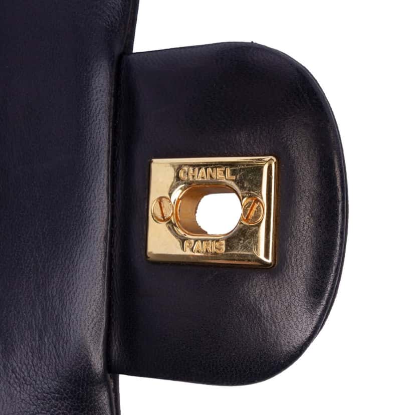 Chanel Small Classic Lambskin Double Flap Blue Leather Fair condition - Box View