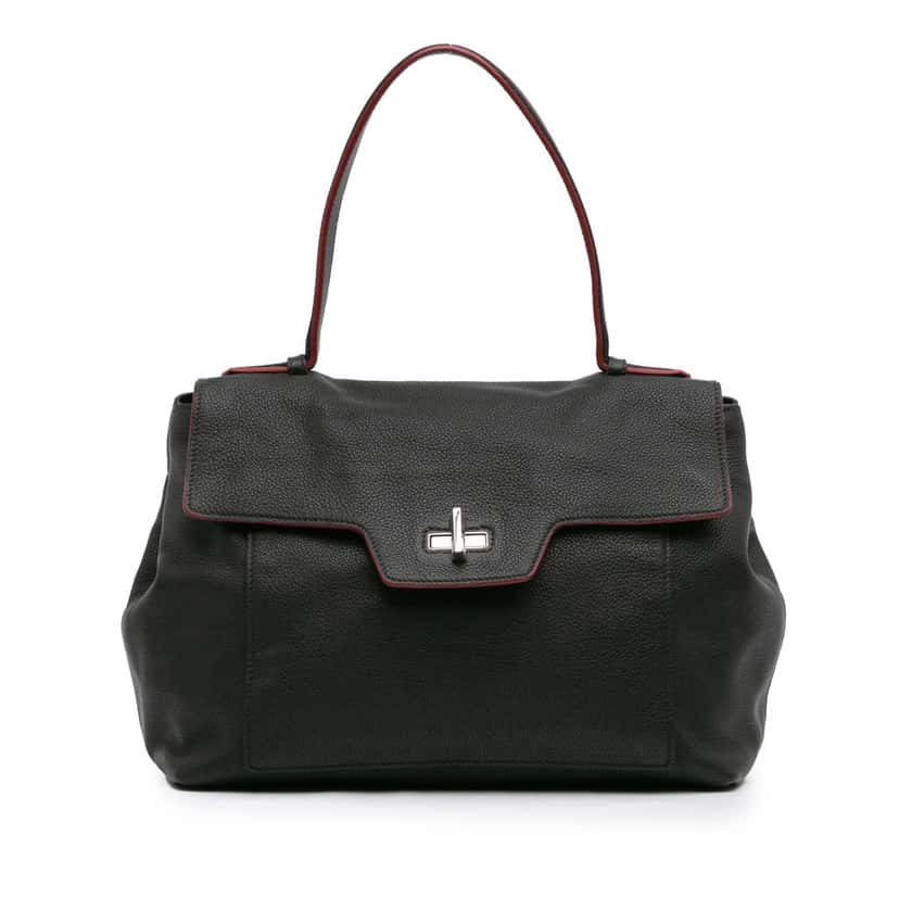 Prada Toro Leather Top Handle Flap Satchel Black Leather Good condition - Front View