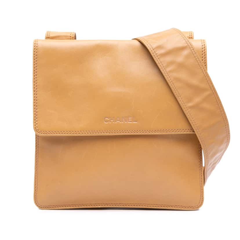 Chanel Lambskin Leather Crossbody Brown Leather Good condition - Front View