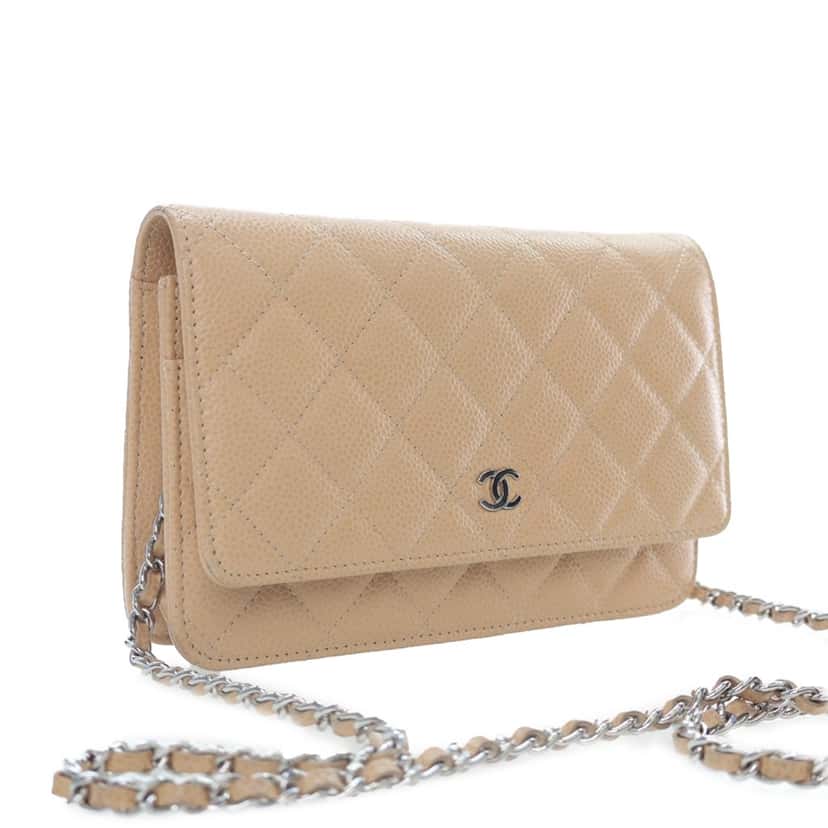 Chanel Classic Caviar Wallet On Chain Brown Leather Good condition - Inside View