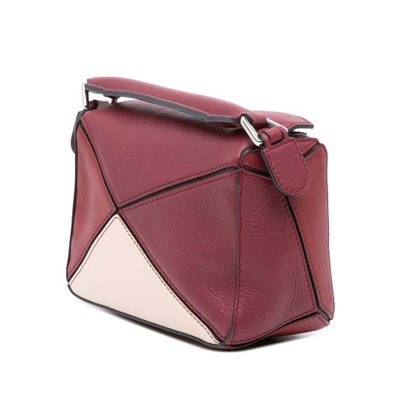 Loewe Mini Tricolor Calfskin Puzzle Satchel Red Leather Good condition - Back View