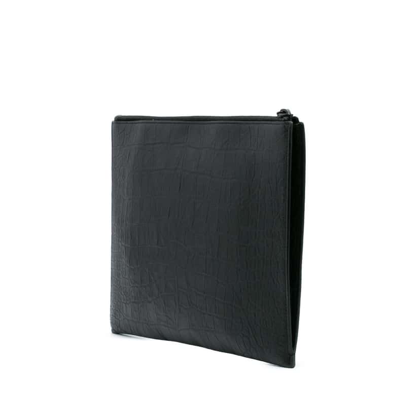 Saint Laurent Croc Embossed Leather Monogram iPad Case Black Leather Good condition - Back View