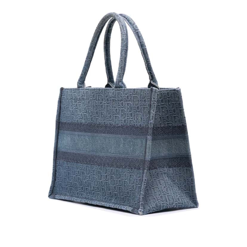 Dior Medium Oblique Denim Book Tote Blue Denim Very good condition - Back View