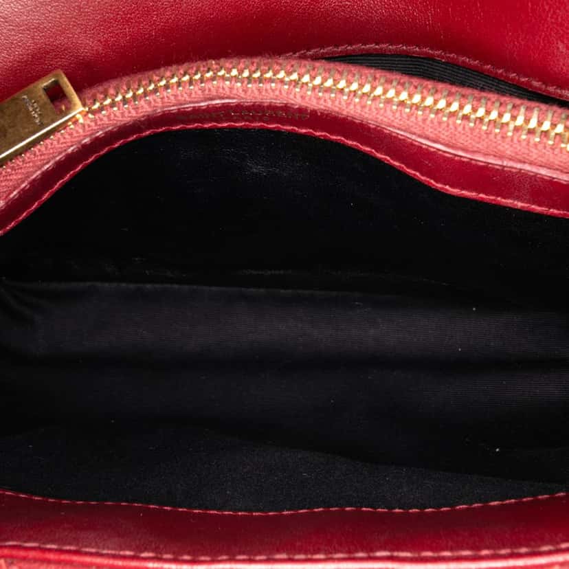 Saint Laurent Medium Calfskin and Suede Chevron Monogram College Satchel Red Leather Good condition - Model View