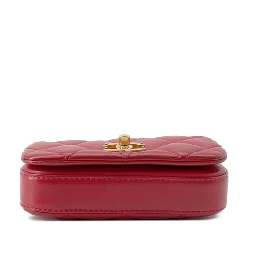 Chanel Mini Quilted Calfskin Nailed CC Flap Red Leather Good condition - Inside View