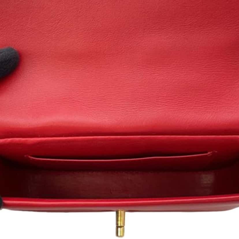 Chanel Mini Quilted Calfskin Nailed CC Flap Red Leather Good condition - Model View