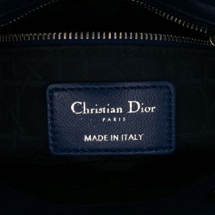 Dior Mini Lambskin Cannage Lady Dior Blue Leather Good condition - Box View