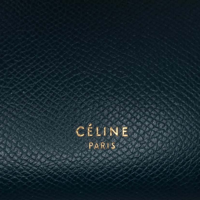 Celine Mini Grained Calfskin Belt Satchel Blue Leather Good condition - Box View