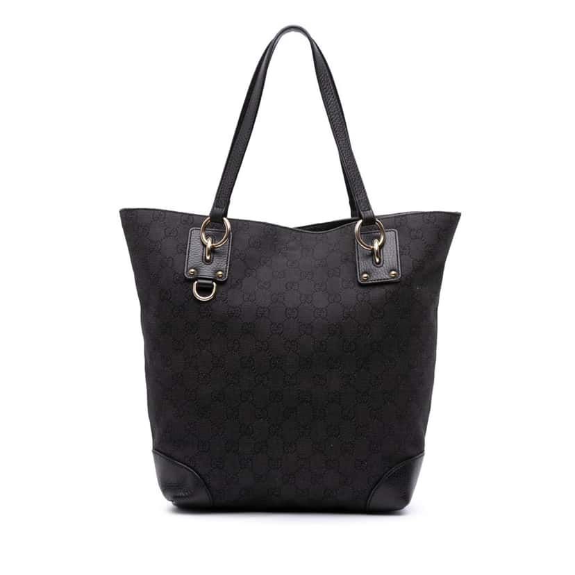 Gucci Medium GG Denim Charm Tote Grey Canvas Good condition - Front View