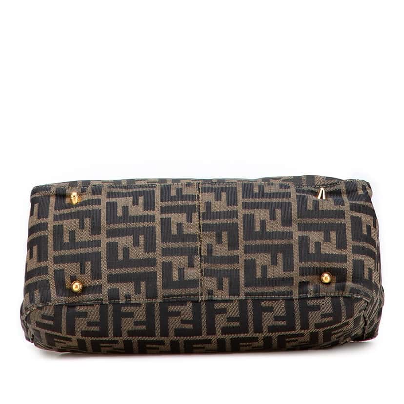 Fendi Small Zucca Canvas Twins Tote Brown Canvas Good condition - Inside View