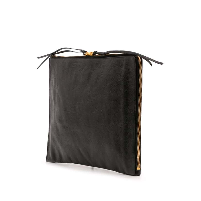 Balenciaga Goatskin Motocross Classic Metallic Edge Clutch Black Leather Good condition - Back View