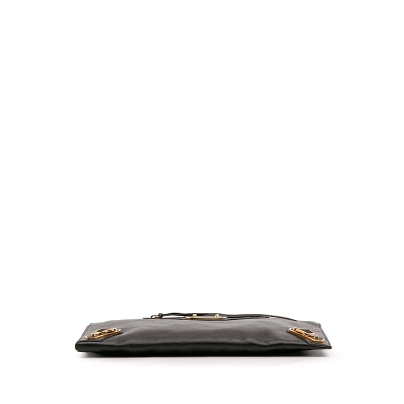 Balenciaga Goatskin Motocross Classic Metallic Edge Clutch Black Leather Good condition - Inside View
