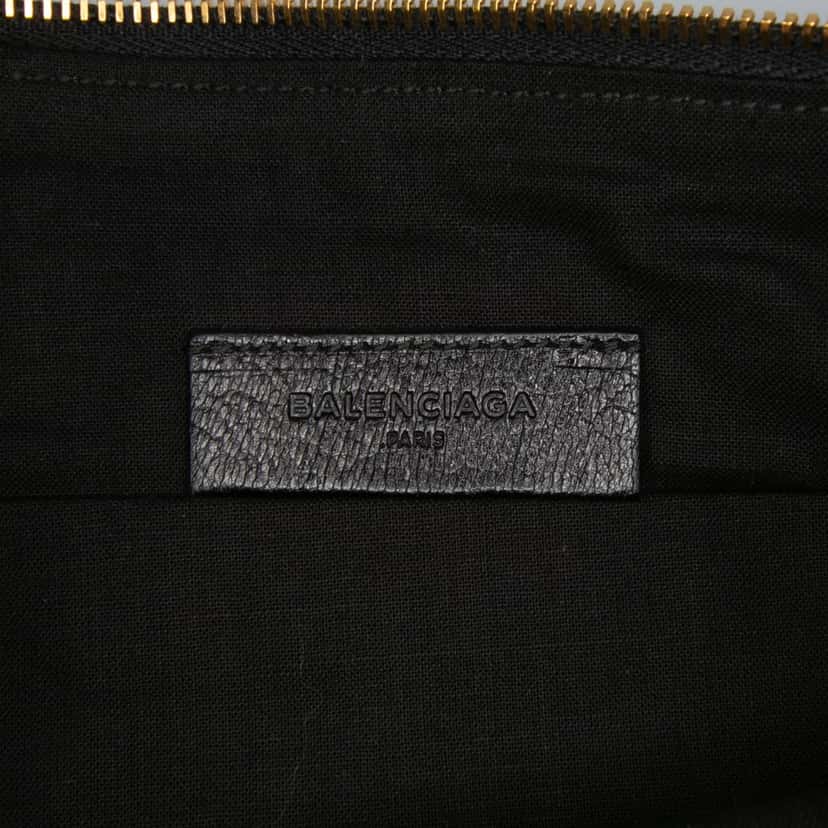 Balenciaga Goatskin Motocross Classic Metallic Edge Clutch Black Leather Good condition - Box View