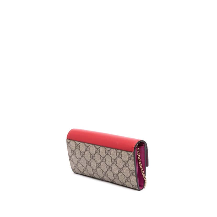Gucci GG Supreme Padlock Wallet On Chain Brown Canvas Good condition - Inside View