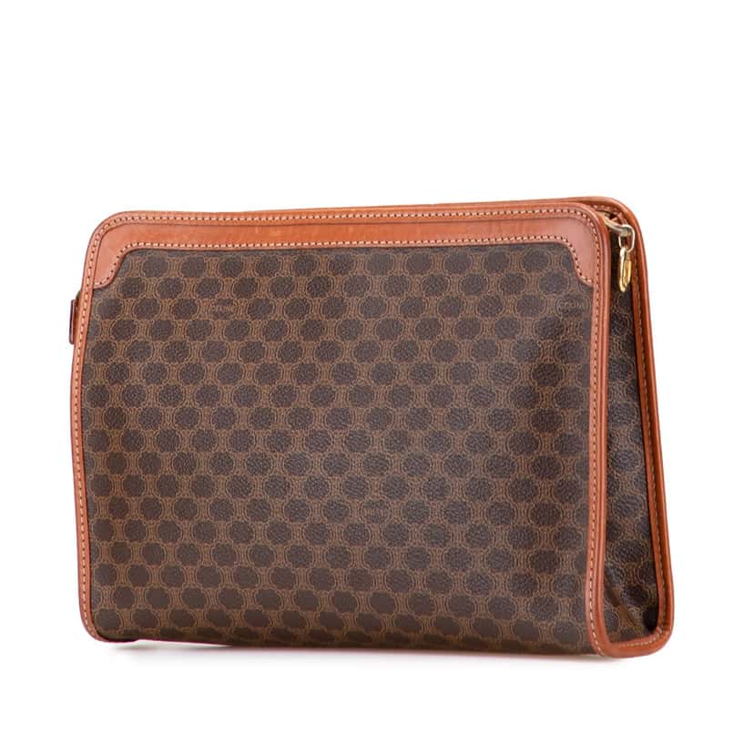 Celine Macadam Coated Canvas Clutch Brown Canvas Good condition - Back View