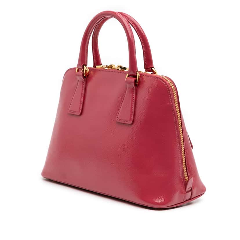 Prada Small Saffiano Vernice Promenade Satchel Pink Leather Good condition - Back View
