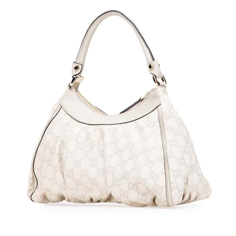 Gucci Guccissima Abbey D Ring Handbag White Leather Good condition - Back View