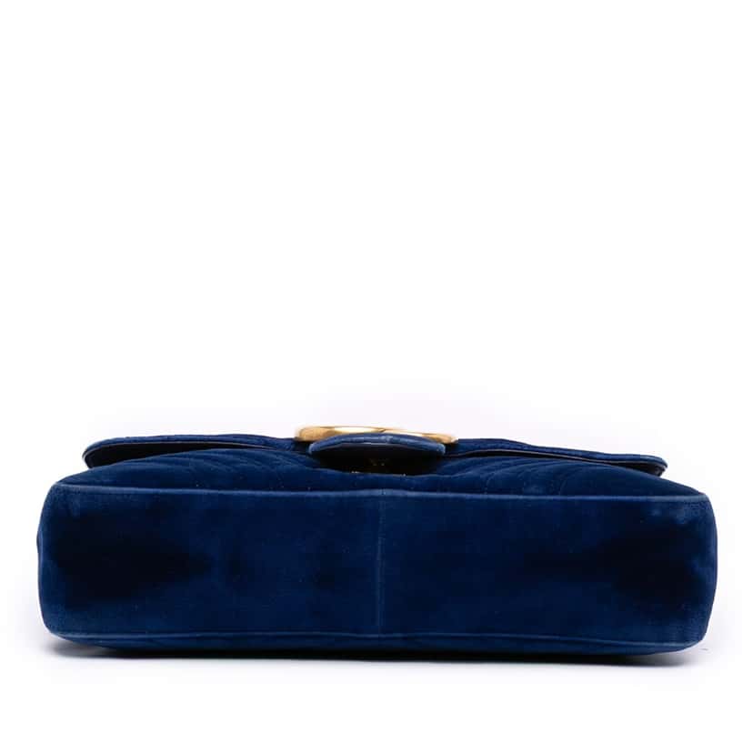Gucci Medium GG Marmont Matelasse Velvet Flap Crossbody Blue Velvet Good condition - Inside View
