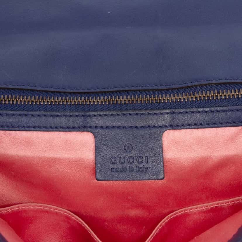 Gucci Medium GG Marmont Matelasse Velvet Flap Crossbody Blue Velvet Good condition - Box View