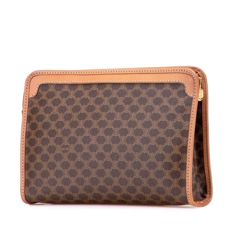 Celine Macadam Coated Canvas Clutch Brown Canvas Good condition - Back View