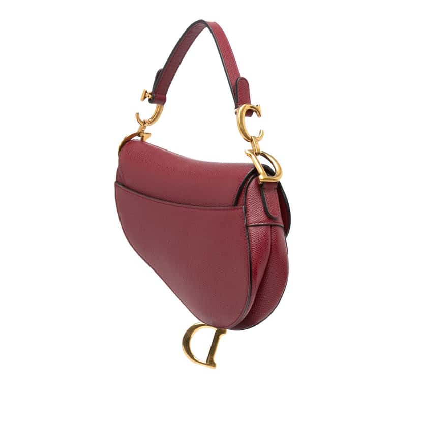 Dior Mini Grained Calfskin Saddle Bag Red Leather Good condition - Back View