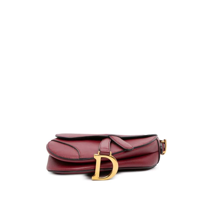 Dior Mini Grained Calfskin Saddle Bag Red Leather Good condition - Inside View