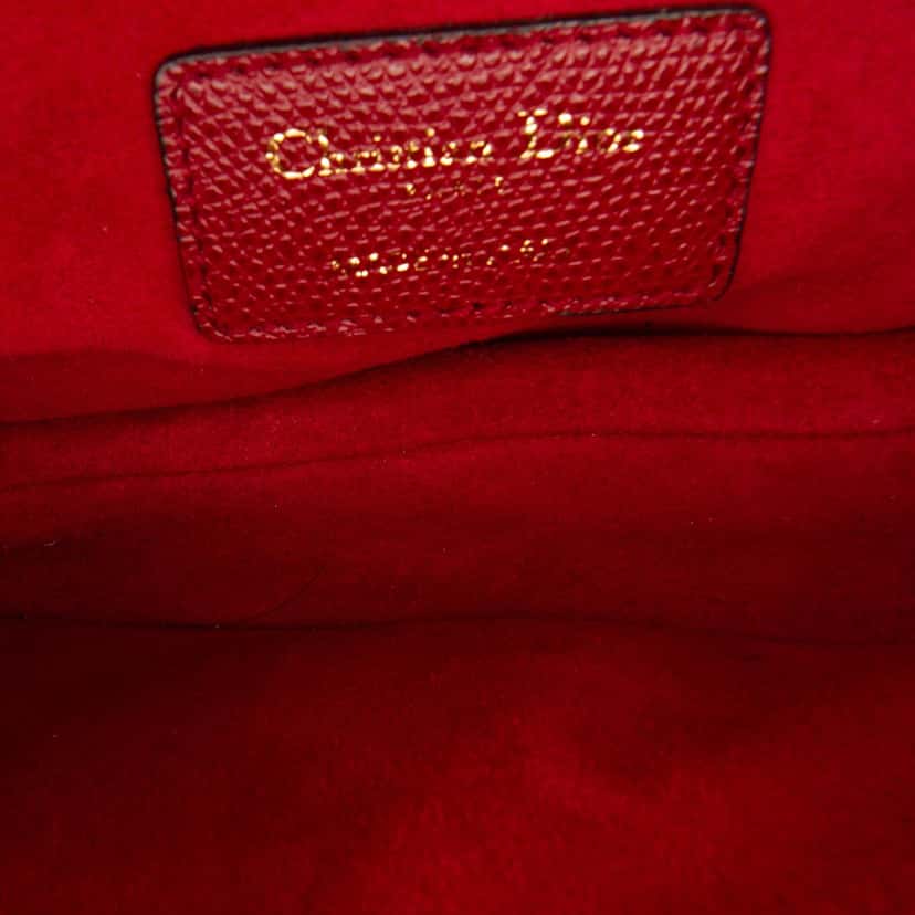 Dior Mini Grained Calfskin Saddle Bag Red Leather Good condition - Model View