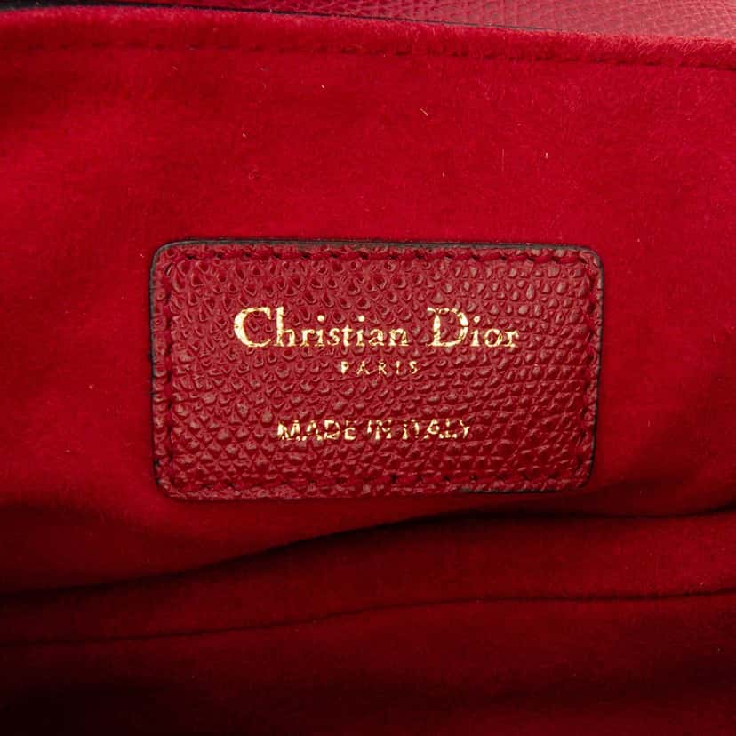 Dior Mini Grained Calfskin Saddle Bag Red Leather Good condition - Box View
