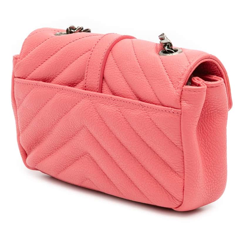 Saint Laurent Baby Grained Calfskin Chevron Classic Monogram Chain Bag Pink Leather Very good condition - Back View