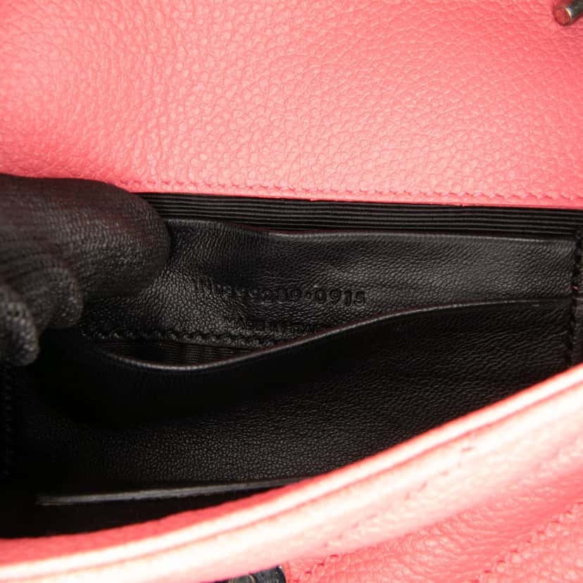 Saint Laurent Baby Grained Calfskin Chevron Classic Monogram Chain Bag Pink Leather Very good condition - Box View